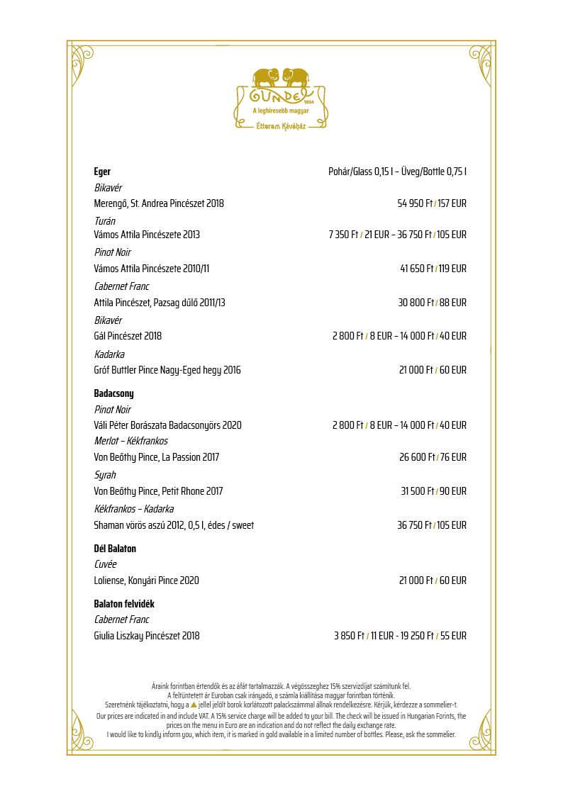 Wine list – print