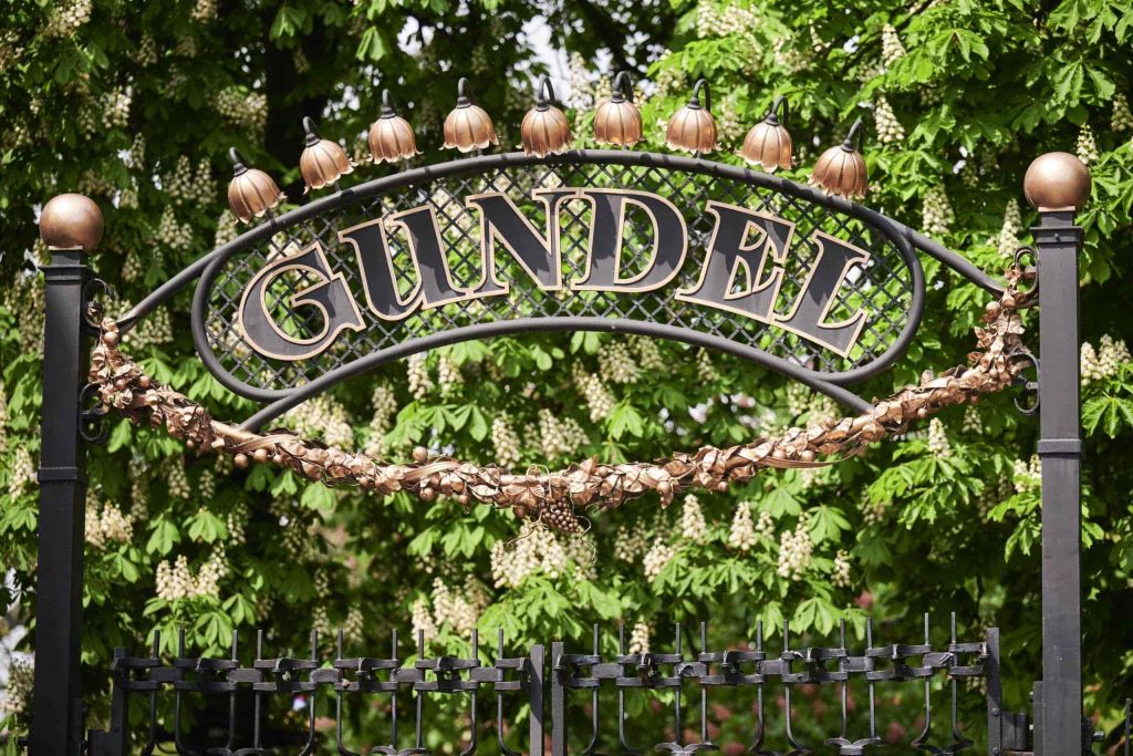 Gundel Garden entrance gate, in spring time