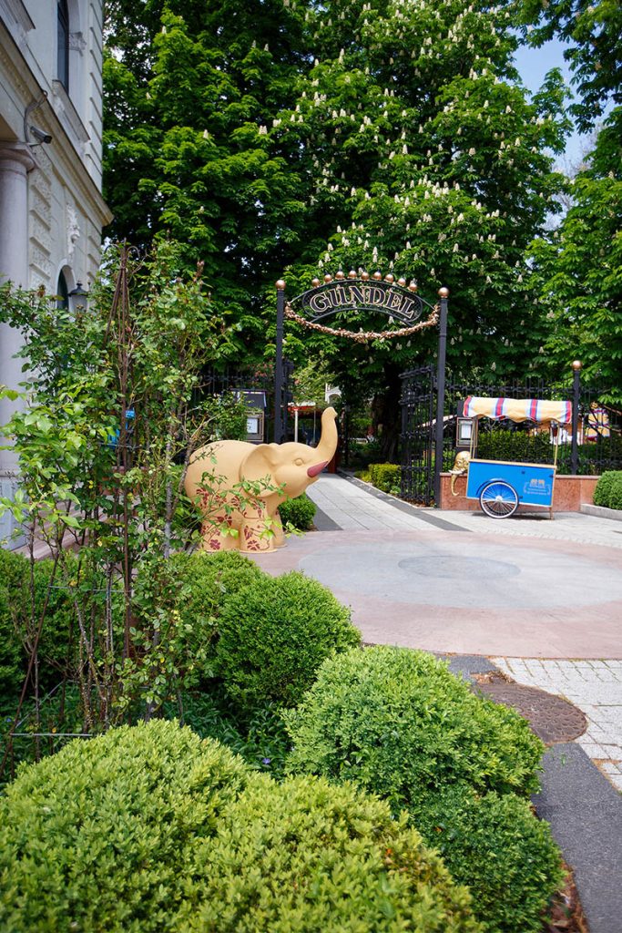 Gundel Restaurant Garden entrance, with Gundel elephant